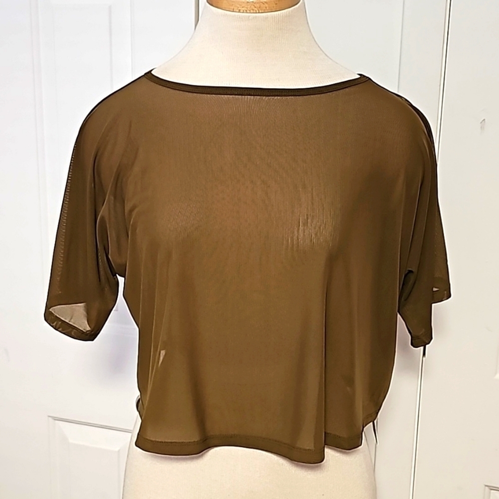 Exotica olive green sheer crop top. Size large.‎ NWT